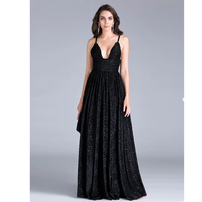 TS Couture Sheath / Column Plunging Neckline Floor Length Polyester