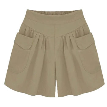 

Newly Loose Soft Anti-chafing Wide Leg Pockets Flared Shorts Breathable for Women Summer DO99