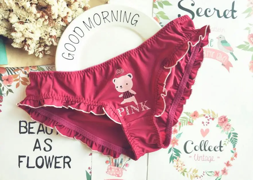 

100% Real Photo M L Lovely Cute Lolita Kawaii Sexy Panties Ruffle Leg Opening Knicker Underwear Brief Thong WP443