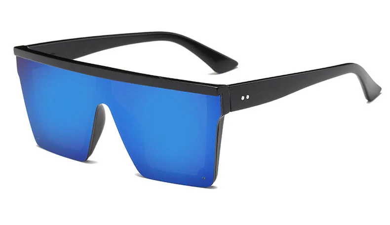 C03 Black Blue Новинка, большие солнцезащитные очки для женщин, квадратная большая рама, плоский верх, заклепки, солнцезащитные очки для женщин и мужчин, Ретро стиль, зеркальные оттенки, градиентные, UV400 - Цвет линз: C03 Black Blue