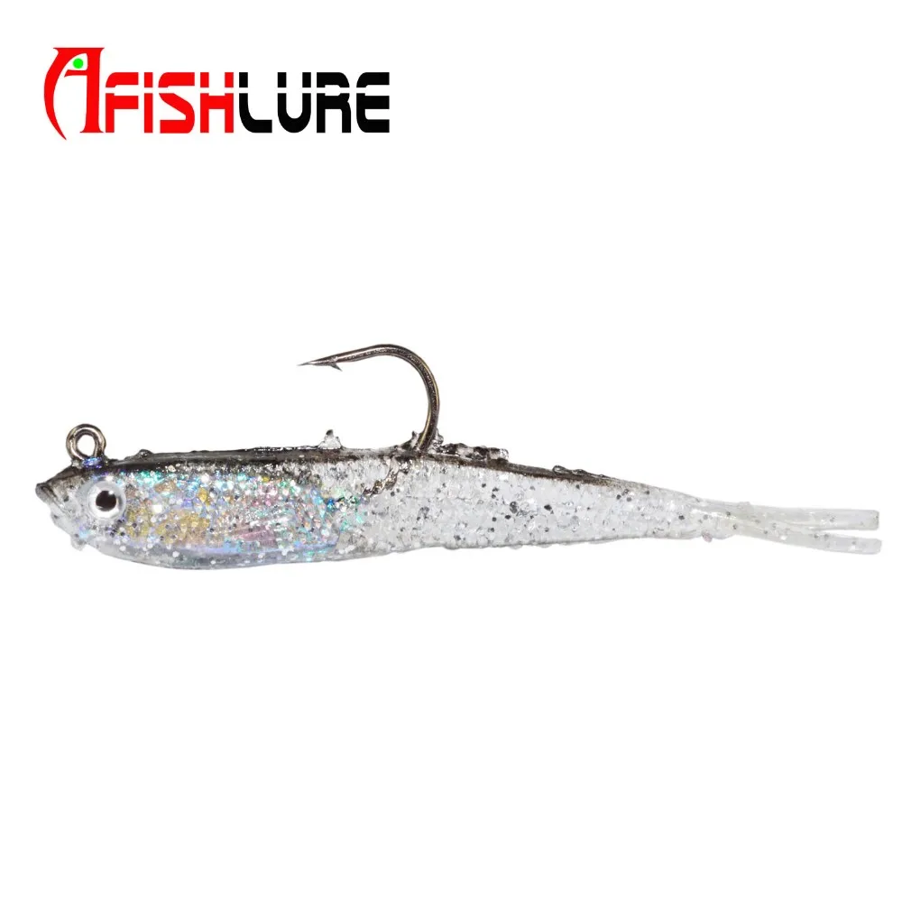 4 шт.. Afishlure 5,8 мм г 75 мм мягкая рыба с свинцовым крюком Мягкая приманка искусственная Рыболовная Приманка Черный пресноводная приманка