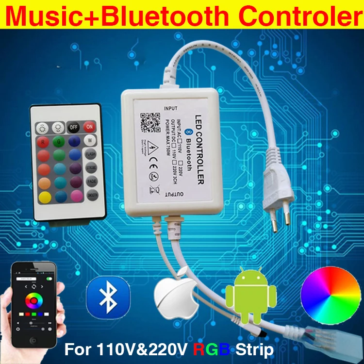 LEDWTP музыка + Bluetooth RGB Светодиодная лента 220 В WiFi 110 гибкая Android IOS APP|Контролеры RGB| |