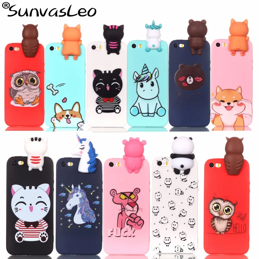 Для iPhone 5 5S 5C SE случае 3D мультфильм мягкий силиконовый чехол для телефона оболочки случаи кожи основа Fundas Коке для iPhone случаи протектор