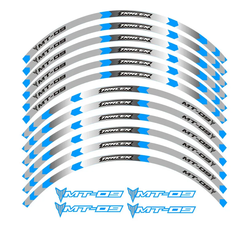 Горячая 6 цветов колеса мотоцикла отличительные светоотражающие наклейки обода полосы для YAMAHA tractracer - Цвет: A Blue