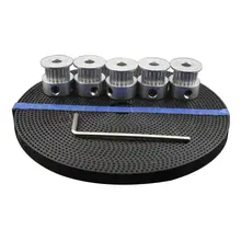 EWS-3D Printer Accessories 5pcs 20 teeth GT2 Timing Pulley Synchronous Wheel Bore 5mm and 5M GT2-6mm GT2 Timing Belt