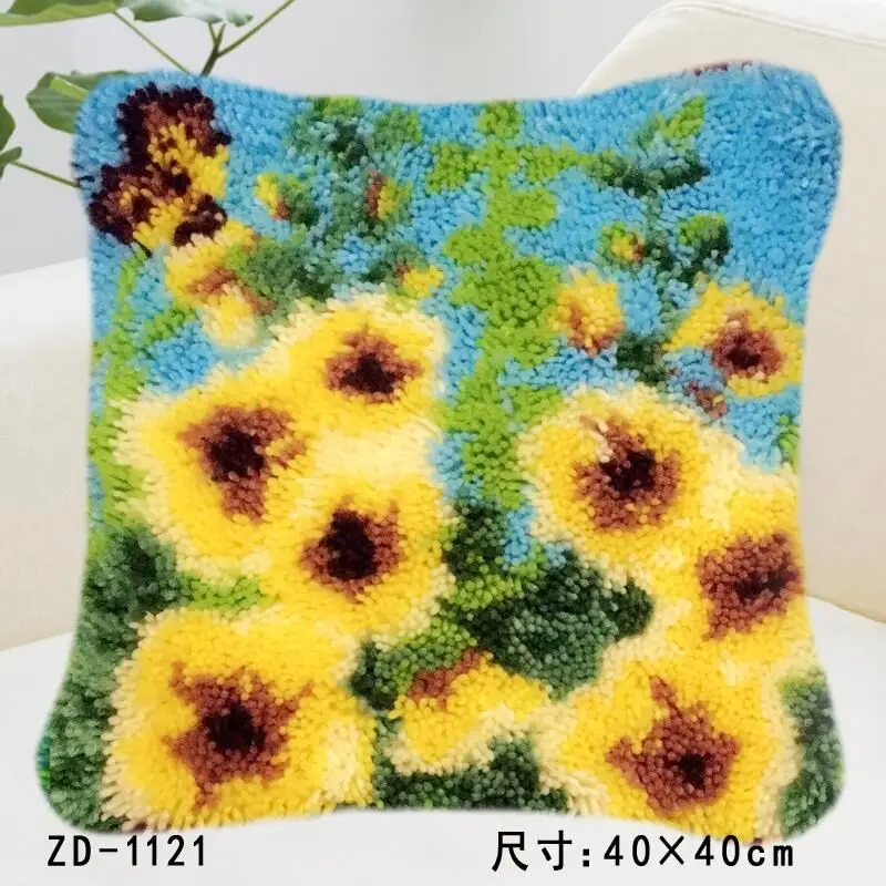 

ZD1121 Pillow Cushion Latch Hook Kit Embroidery DIY Craft Cross Stitch Needlework Embroidery Counted Cross-Stitching Kit Set