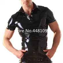 Латексные рубашки латексные колготки короткий рукав черный латексный резиновый костюм для мужчин
