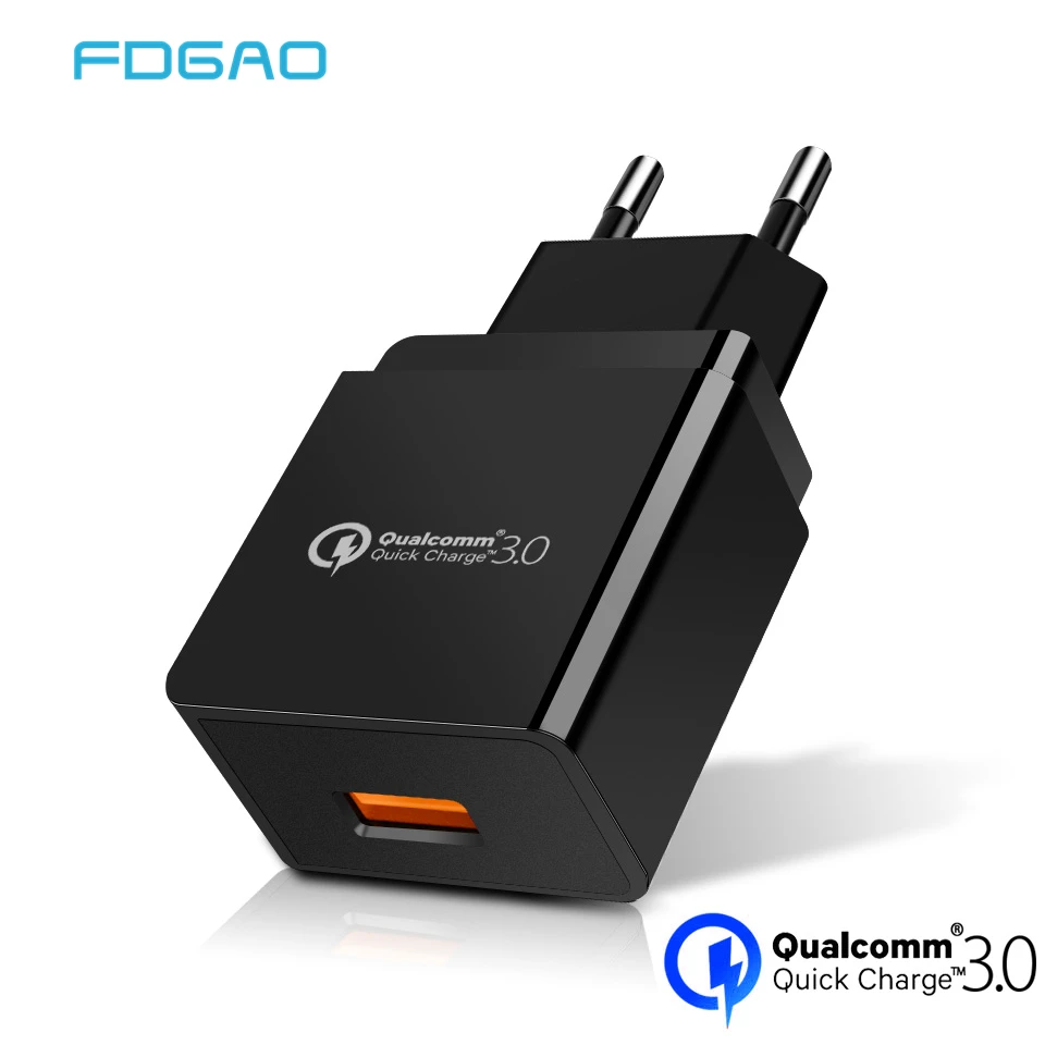 

FDGAO Quick Charge 3.0 USB Charger 18W QC3.0 QC Fast Charging for Samsung S10 S9 S8 iPhone X 8 7 6 Plus Xiaomi Mi 9 Mobile Phone