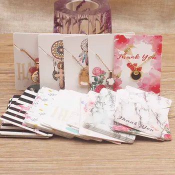 

100Pc various design jewelry necklace paper package card DIY handmade flower/marbling/sweet love charms pendant dispaly tag card