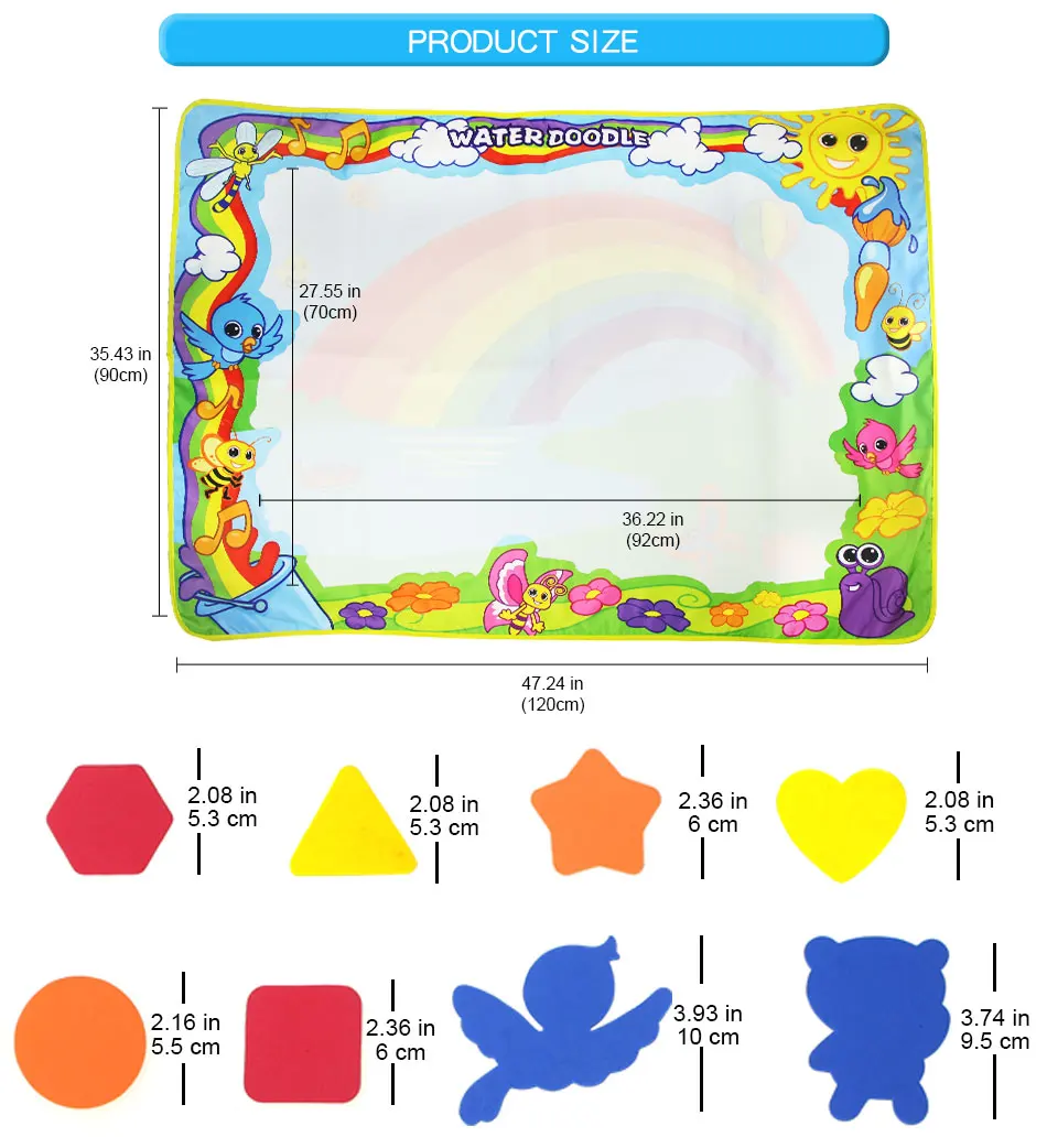 120*90 см Большой размер магический водный коврик для рисования с 4 волшебными ручками и штамп набор для рисования доска каракули коврик обучающая игрушка для детей