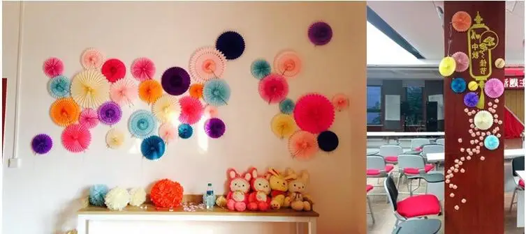 FANLUS Valentine's Day Decoration 20cm Paper Wheel Fans Pom Poms Flowers for Bridal Shower Wedding Anniversary Birthday Party  (4)