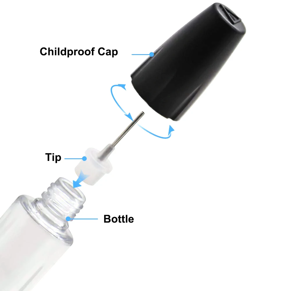100Pcs 10ML 15ML 20ML 30ML PET 투명 유리 병 빈 오일 액세서리 액체 항아리에 대 한 긴 얇은 팁 Dropper 병