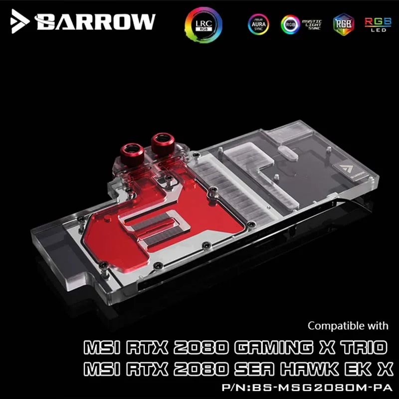 ^*Best Offers Barrow GPU Water Block for MSI RTX2080 GAMING X TRIO/Sea Hawk EK X Full Cover Graphics Card water cooler 5V(RBW)