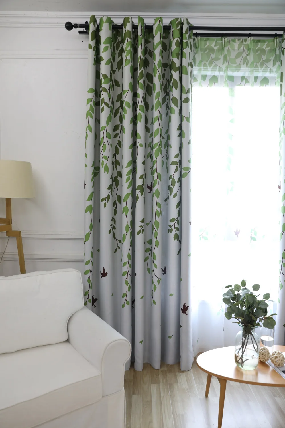 Пользовательские простые современные свежие зеленые садовые шторы с цифровой печатью для гостиной, спальни, двери, кабинета, балкона, французская Марля WP207C