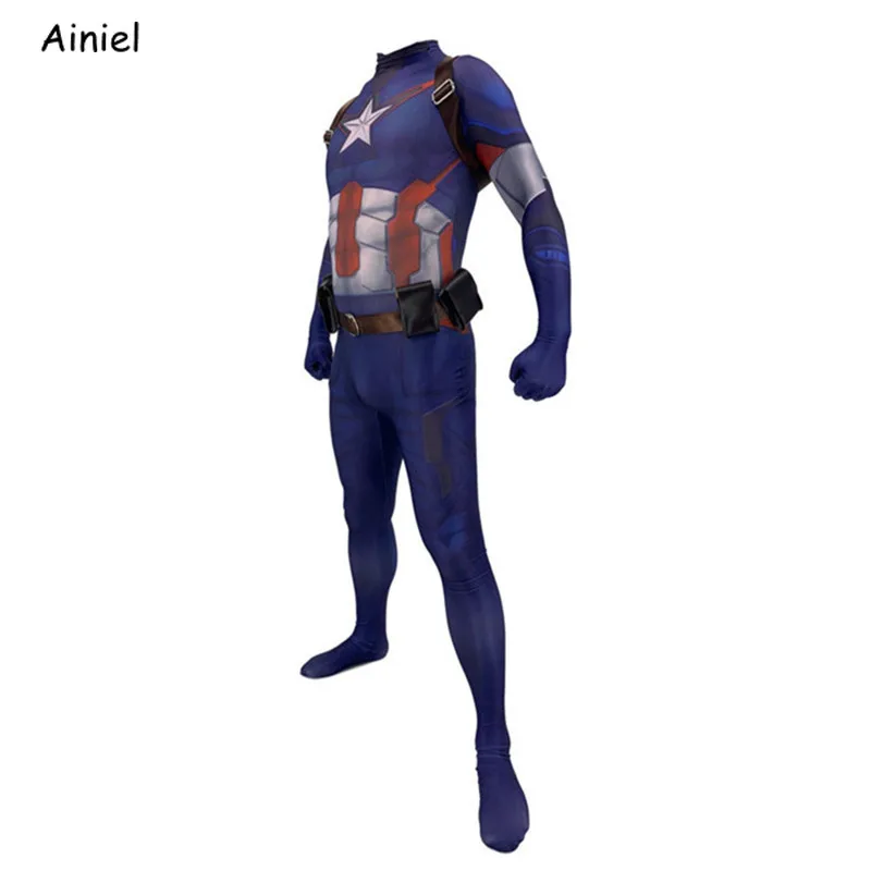 Новейший костюм Капитана Америки для косплея, лайкра, спандекс, зентай, боди, комбинезоны с поясом/ремешком для взрослых и детей