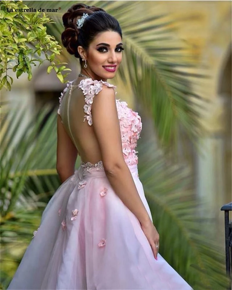 Vestidos formatura2019 новый кружевной цветок украшенные бисером Короткие рукава Роскошный розовый может быть удален платье для выпускного вечера