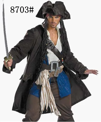 Customized Pirates Of The Caribbean Captain Jack Sparrow Cosplay Costume Halloween Party Pirate Cosplay Costume the jack sparrow revolution