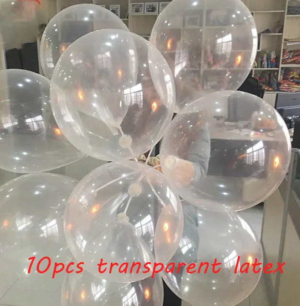 transparent 10pcs Розовые белые воздушные шары на день рождения для девочек, детские украшения на день рождения, шары, прозрачный воздушный шар "Конфетти", Свадебный декор для детского душа - Цвет: transparent 10pcs