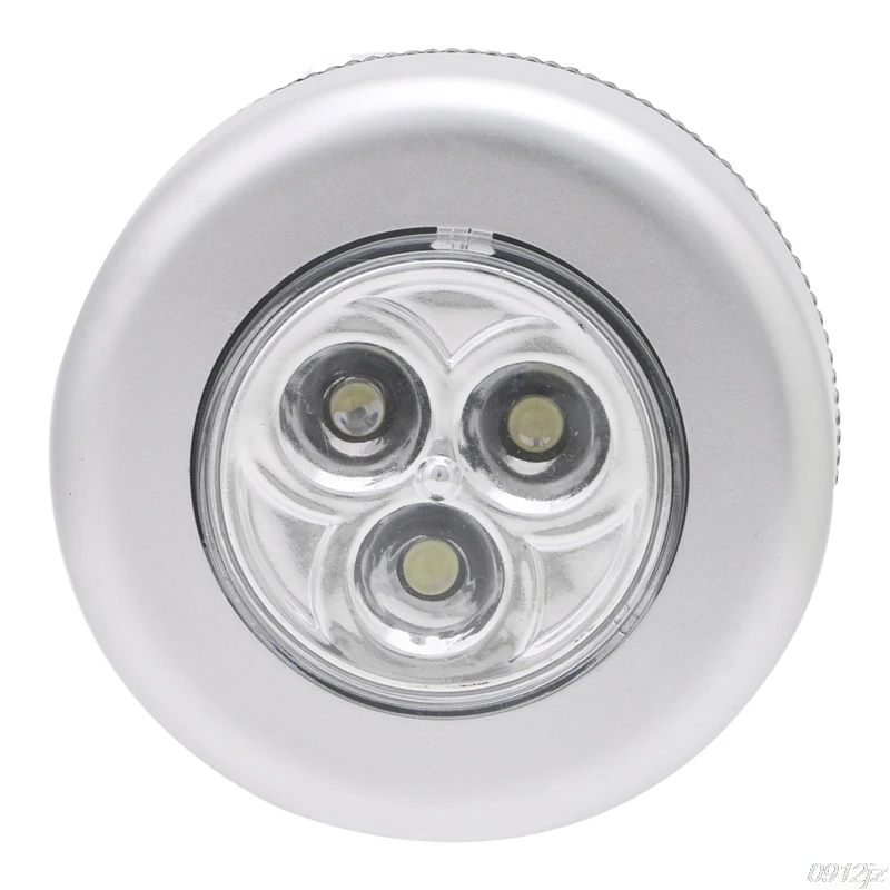 

1Pc 3 LED Car Home Wall Camping Touch Light Push Lamp Battery Powered Night Light New New Drop ship