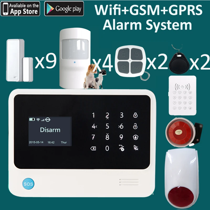 WiFi Wireless Home Security System GSM GPRS APP Control RFID Keypad