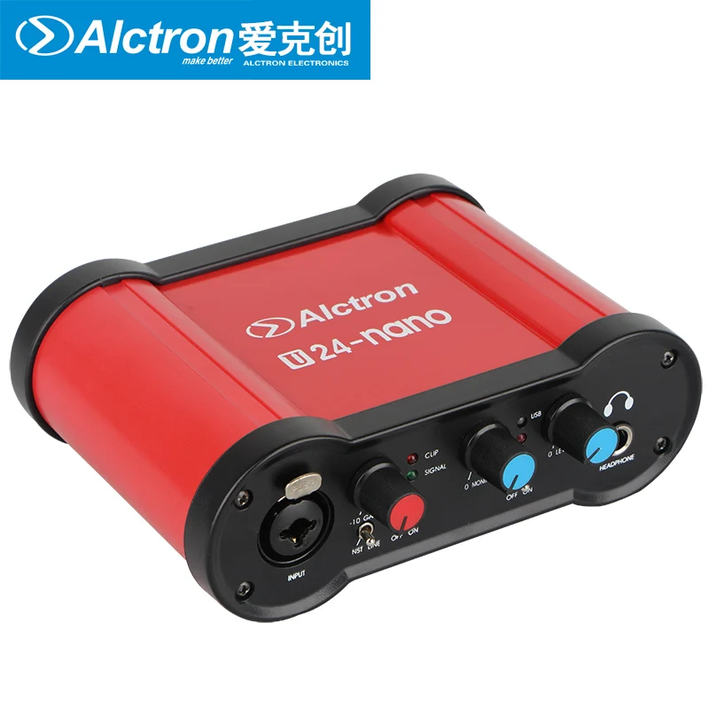 

Alctron U24NANO USB Audio Interface transforms Sound Card For Live Streaming Computer Recording With 48V