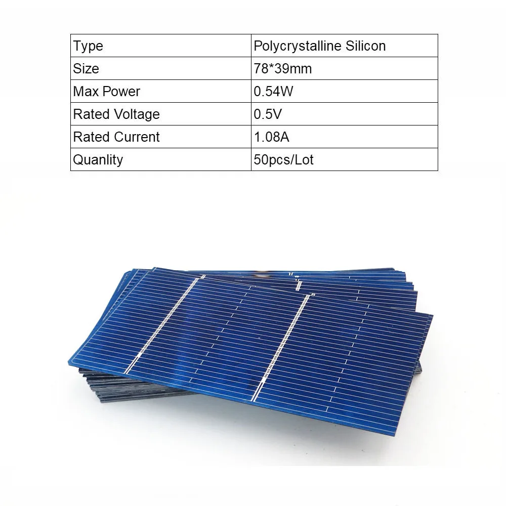 50 шт./лот, солнечная панель, сделай сам, солнечные элементы, поликристаллический фотоэлектрический модуль, солнечное зарядное устройство, 0,5 В, поли ПВ, подключение питания