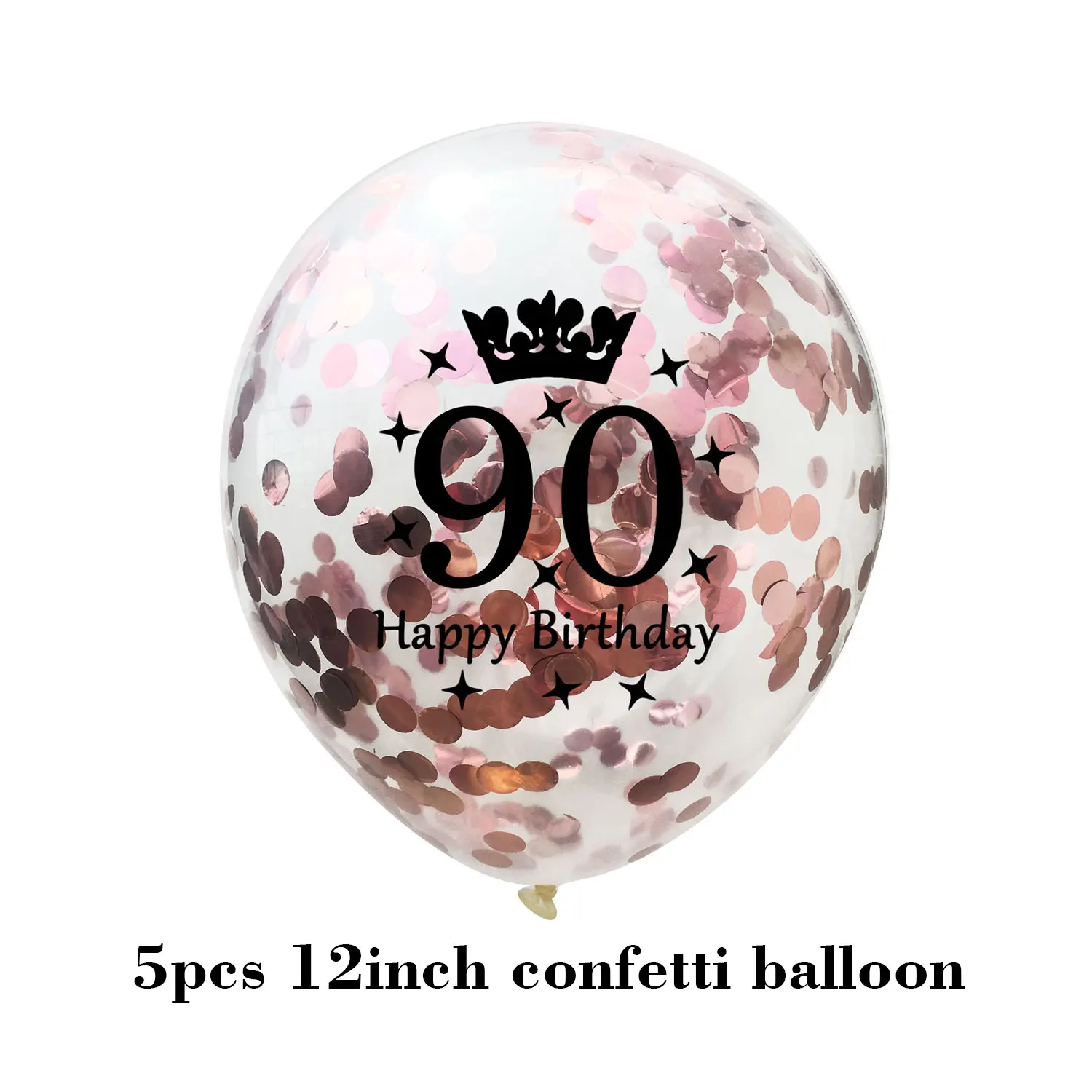 Happy Birthday Confetti Balloon Number Balloon Adult Birthday Cake Topper Gift Sticker For 16 18 21 30 40 50 60 Years Decoration - Цвет: 90 rose gold balloon