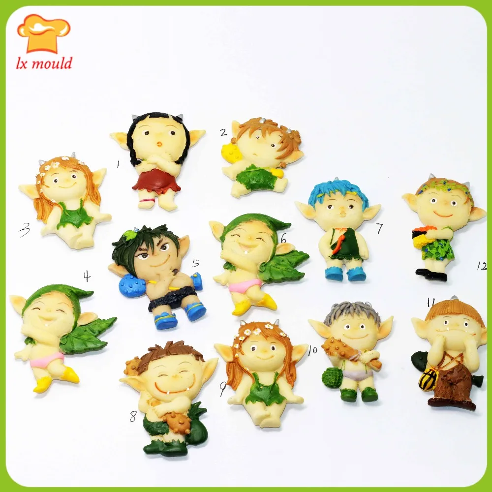 

Cartoon cute forest elves Dolly dolls silicone molds candy cakes decorated mould handmade soap Dijiao mold