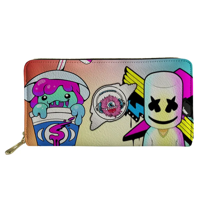 NOISYDESIGNS Marshmello Роскошные Длинный кошелек на молнии Multi-function мужские PU кожаный кошелек женские сумки-клатчи карта сумка кошелек - Цвет: LMXL0658Z21