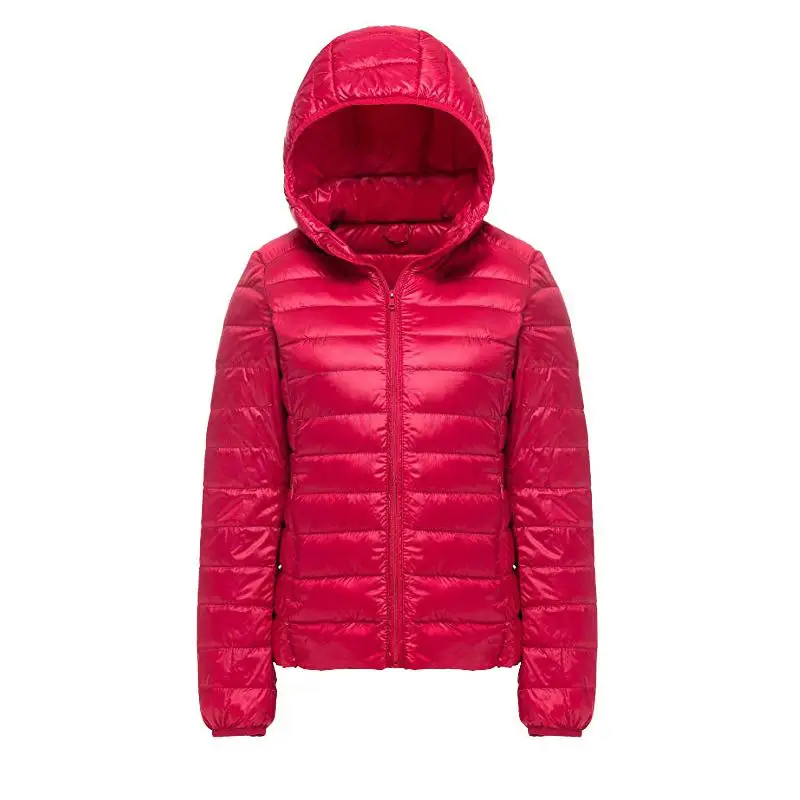 Fitaylor, 90% белый утиный пух, женский ультра-светильник, короткое пальто с капюшоном, Осень-зима, для женщин размера плюс S-3xl, теплое пуховое пальто - Цвет: Red