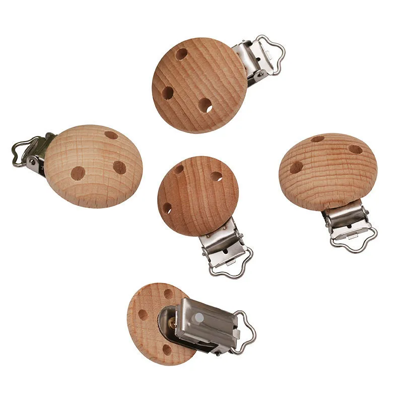 2pc Wooden Beech Pacifier Chain Accessory Silicone Bead Baby Teether Teething Infant Soother Clip Nipple Clasp Toy DIY Hold Tool | Мать и