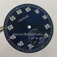 38,9 мм Parnis синий циферблат подходит для механического ETA 6498 механизм мужские часы циферблат P896
