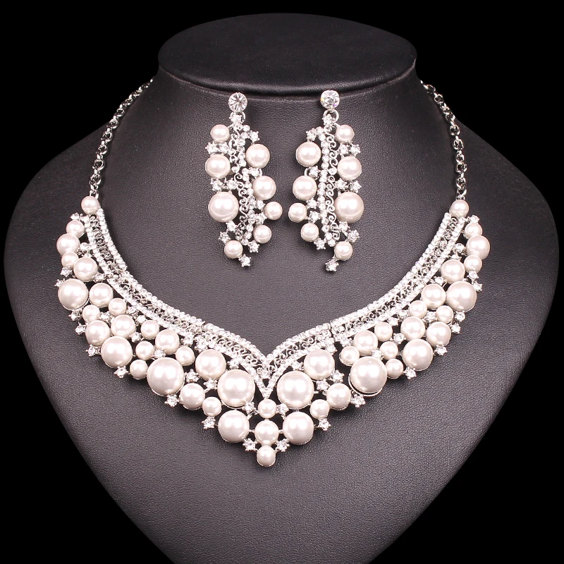 Fashion Bridal Jewelry Sets Imitation Pearl Statement