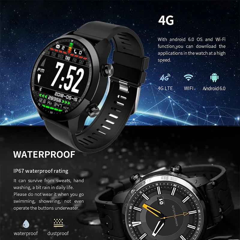 Смарт-телефон часы Android Smartwatch 4g MTK6737 gps wifi Bluetooth пульсометр дистанционное управление водонепроницаемый смарт-браслет pk x6 y1