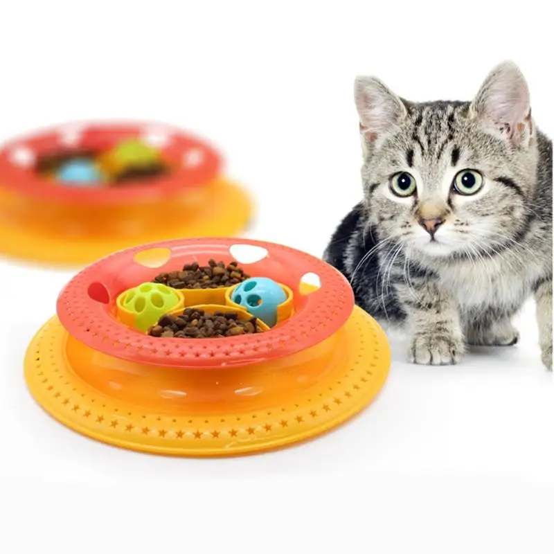 Buy Cute Cat Toys Intelligent Play Disc Rotate Pets Toys Bell Interactive Ball