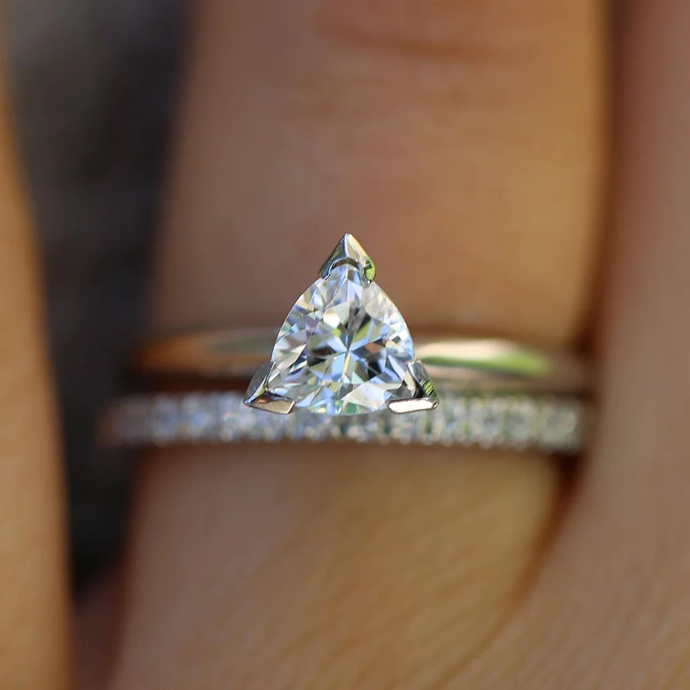 1ctw 5 мм круглый блестящий огранка DEF VVS1 Moissanite обручальное кольцо набор твердого 14