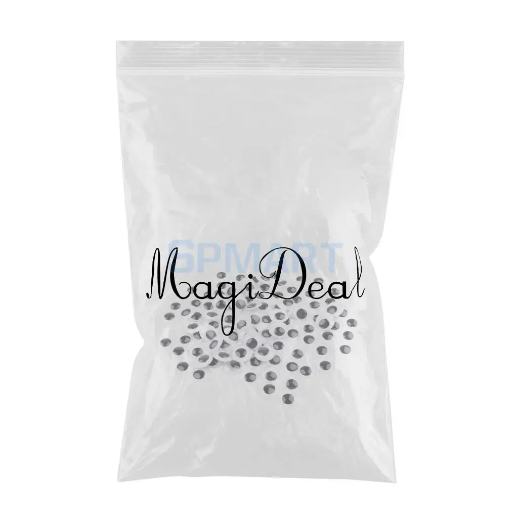 100 Pieces Black Mixed Wiggle Googly Eyes with Self-adhesive DIY Scrapbooking Crafts Toy DIY Animal Doll 8MM