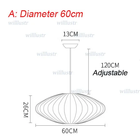Современный кулон с шелковыми нитями, простой подвесной светильник для гостиной, спальни, холла, кафе, японский стиль, подвесной светильник, 8 моделей - Цвет корпуса: A Diameter 60cm