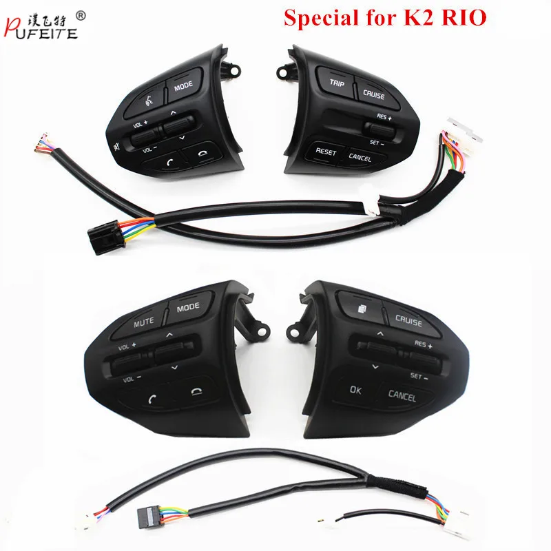 PUFEITE volante botón para KIA K2 RIO 2017 de Río de 2018 X línea Bluetooth Teléfono de Control de crucero, interruptor de volumen PUFEITE volante botón para KIA K2 RIO 2017 de Río de 2018 X línea Bluetooth Teléfono de Control de crucero, interruptor de volumen