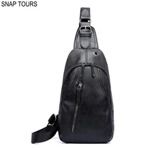 SNAP TOURS наушники отверстие черная сумка для мужчин кожа мода Роскошные бег груди клатч мужской шоппер