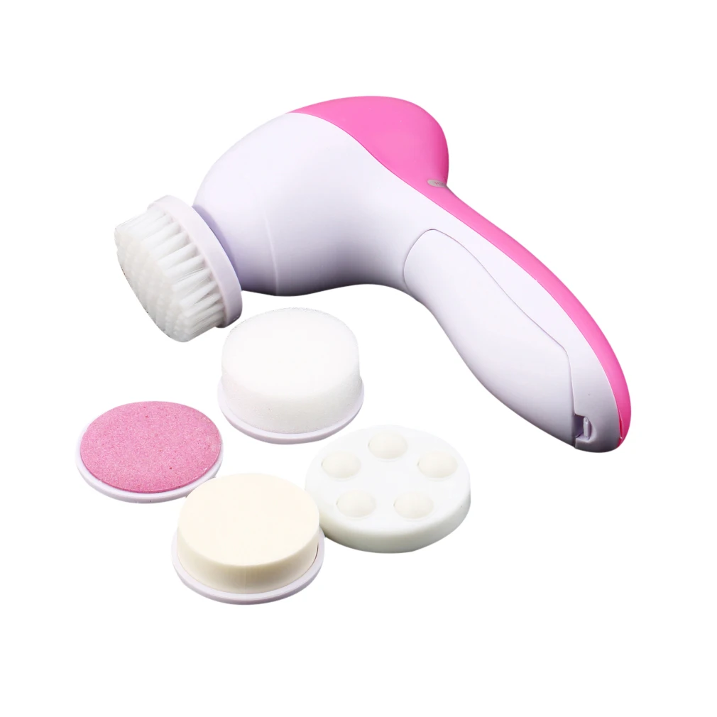 

1 Set 5-in-1 Electric Wash Face Machine Facial Pore Cleaner Body Cleaning Massage Skin Beauty Massager Mini Face Washing Brush