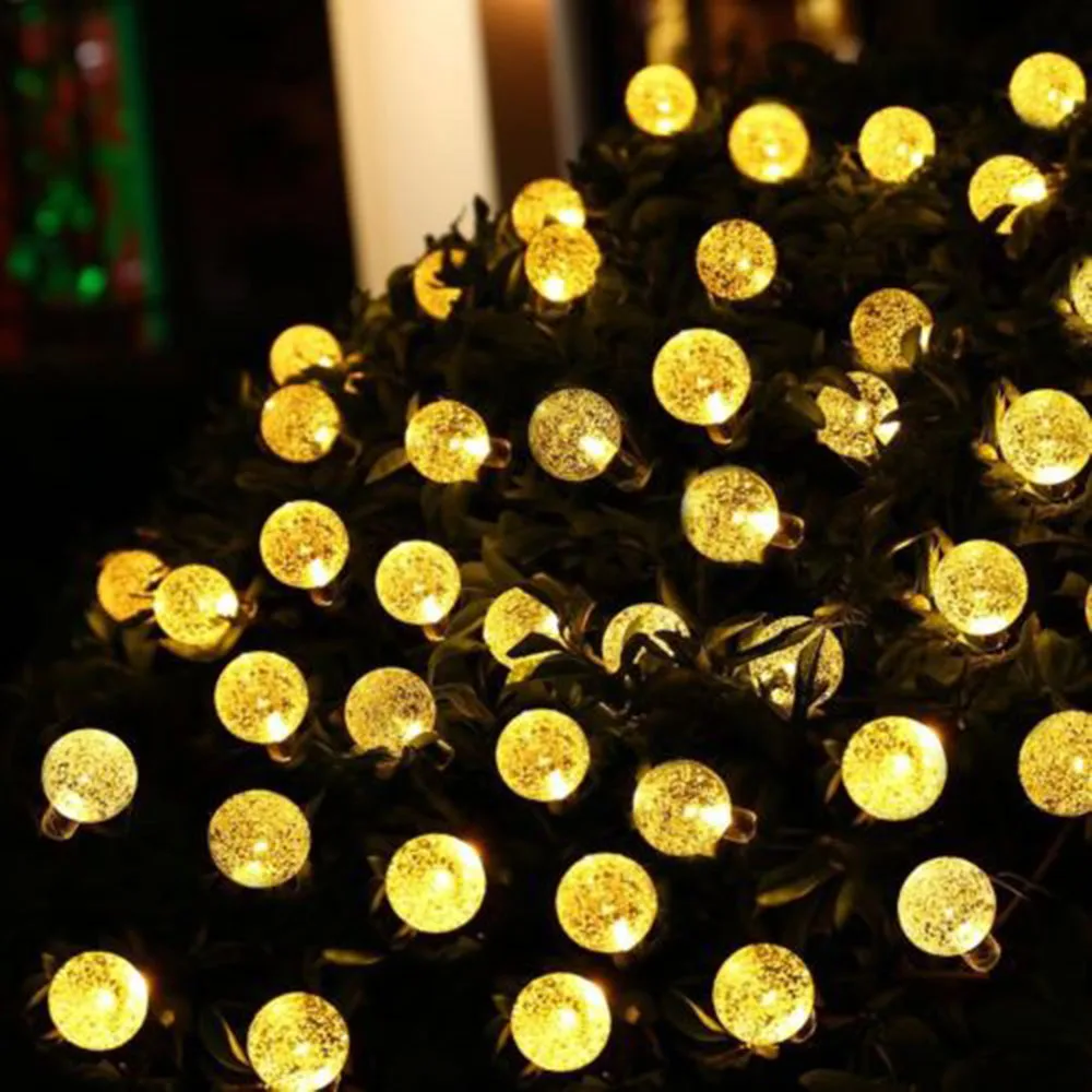 5M 20 LED Solar Lamps Crystal Ball luz Waterproof Colorful Warm White fairy light Garden Decoration Outdoor Solar Led