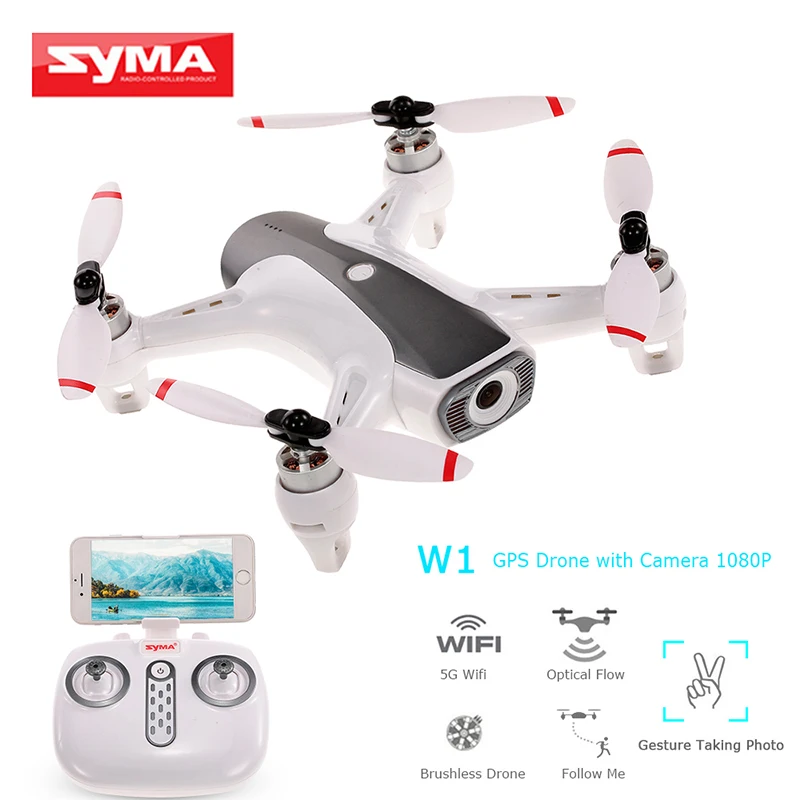 

Newest SYMA W1 GPS Drone With Wifi FPV 1080P Camera follow me Brushless Quadcopter Gesture Control RC Foldable Mini Helicopter