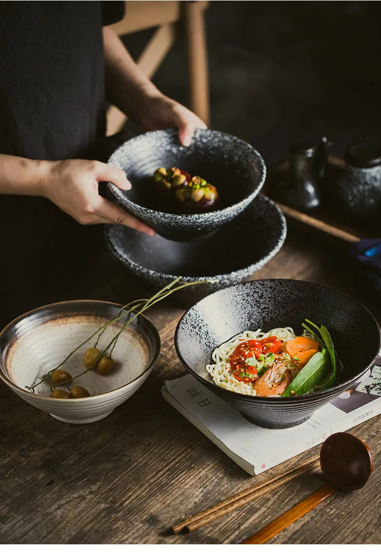 ANTOWALL японская керамическая посуда ramen миска для супа для домашнего ресторана Ароматизированная 9 дюймов чаша для лапши быстрого приготовления с палочками для еды