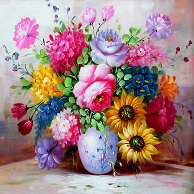 

New Arrived Needlework 5d DIY Diamond Painting Cross Stitch Diamond Embroidery Romantic flower pattern home decoration craft
