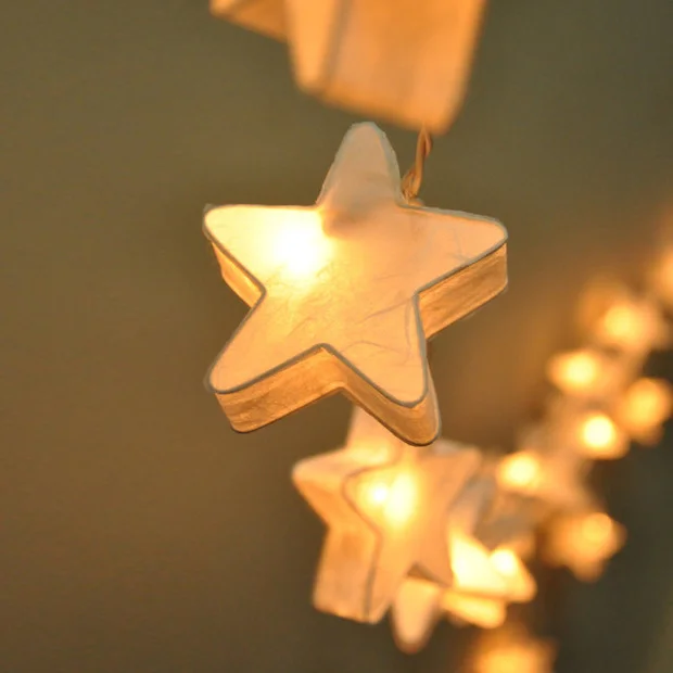 20 светодиодный бумажный фонарь со звездами из Таиланда, светодиодный гирлянда, Сказочная Гирлянда для дома, Рождества, праздника, свадьбы