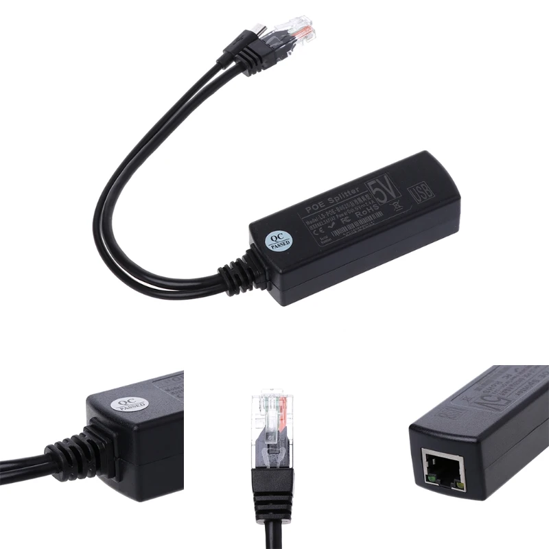 New Power Over Ethernet 48V To 5V 2.4A Active POE Splitter Micro USB Plug Y Cable  Drop ship