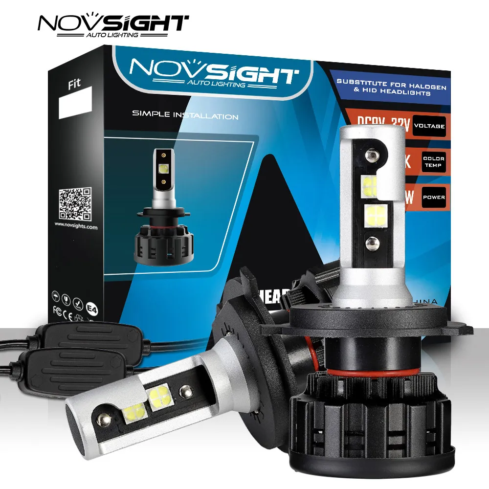 NOVSIGHT супер маленький светодиодный лампы для передних фар H4 H1 H7 H11 H8 9005 9006 60 Вт 16000LM