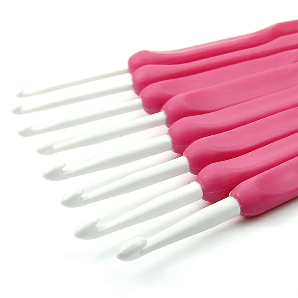 Botique 8 шт эргономичный Пластик ручки крючки вязальные Вязание вязальные спицы 2,5-6 мм розовый