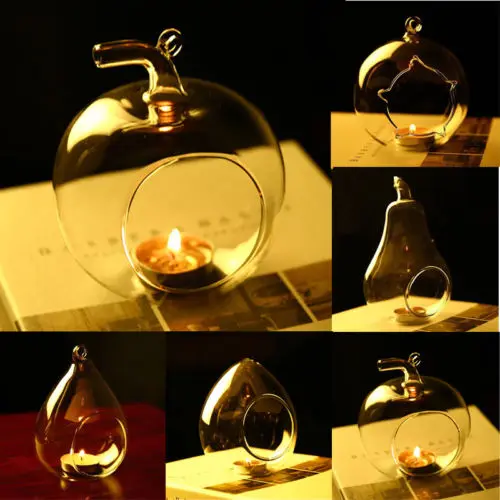

Succulent Style Hanging Glass Bauble SPHERE BALL CANDLE TEA LIGHT HOLDER VASE